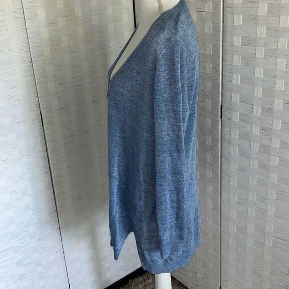 Eileen Fisher Womens Oversized Linen Cardigan  Open Knit V Neck Button Down XS - Picture 2 of 12